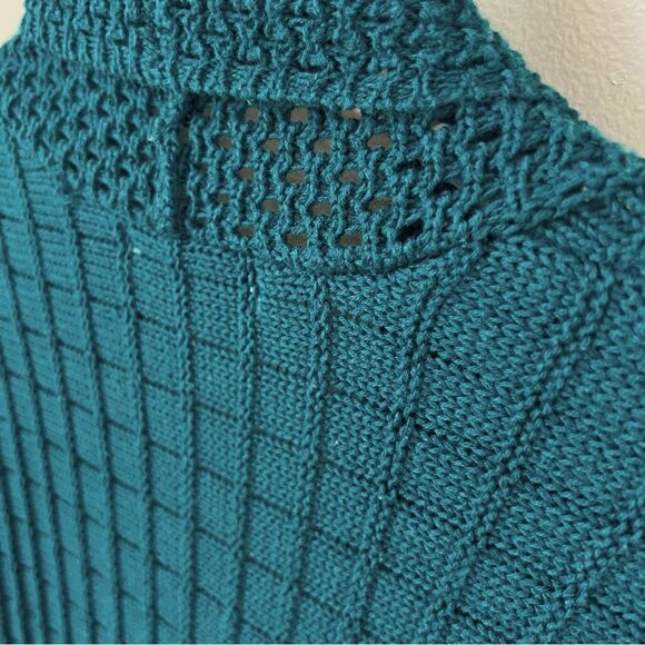 Notations Teal Long Sleeve Midweight Swingy Knit Cardigan Sweater - Picture 7 of 15